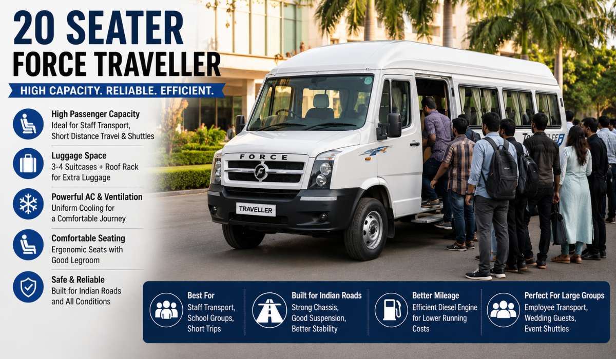 20 seater Force Traveller used for staff transport and large group travel